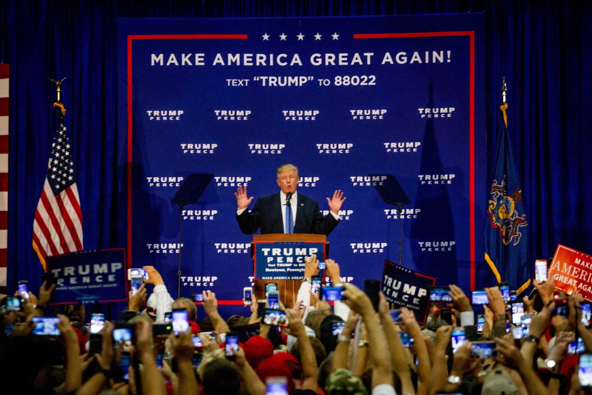GOP Presidential nominee Donald Trump holds a rally in Newtown, Bucks County, PA, Friday, October 21, 2016.